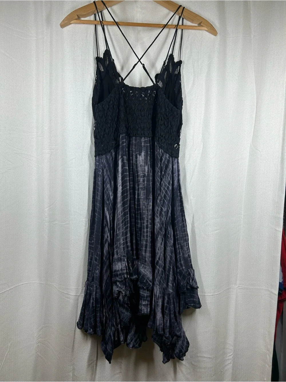 Free People Adella Slip Dress Tie-dye Pattern Lace Size Medium Tank